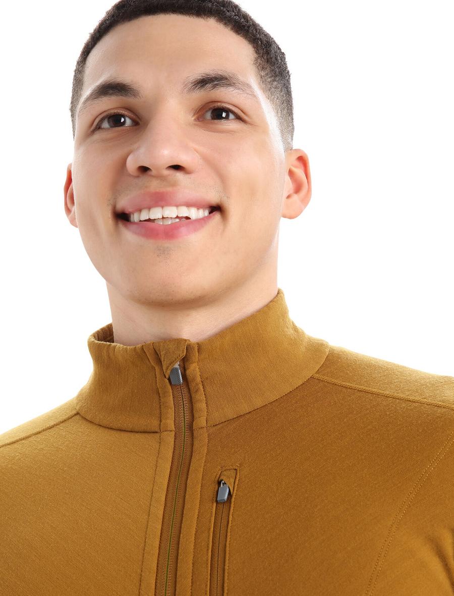 Vestes Icebreaker RealFleece™ Merino Descender Long Sleeve Zip Homme Marron | FR 1242CTVE